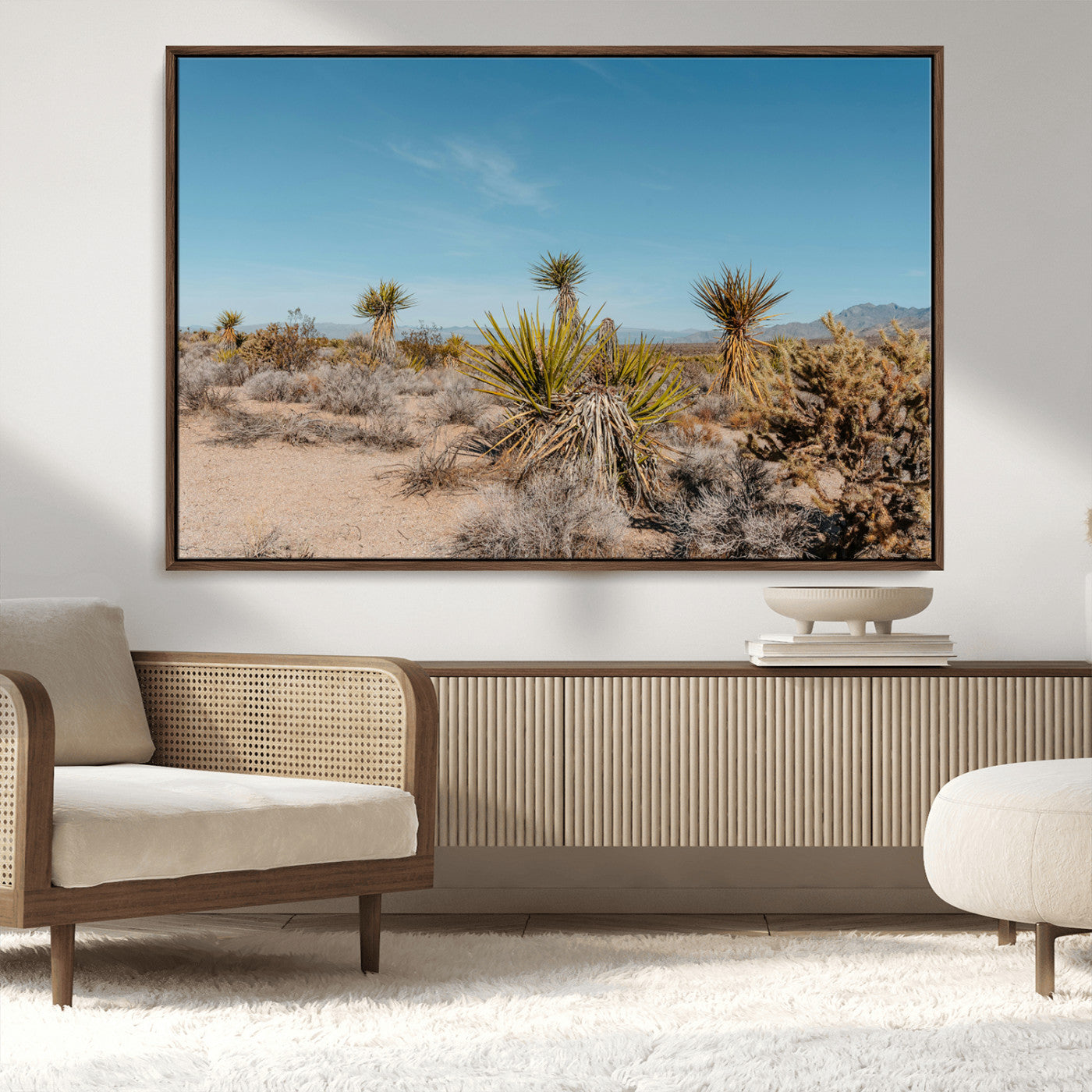 35156165-MGV-FC-36X24_Walnut-Joshua Tree Wall Art Canvas Print – Framed Desert Landscape Warm Earth Tones Southwestern Minimalist Artwork for Home, Office