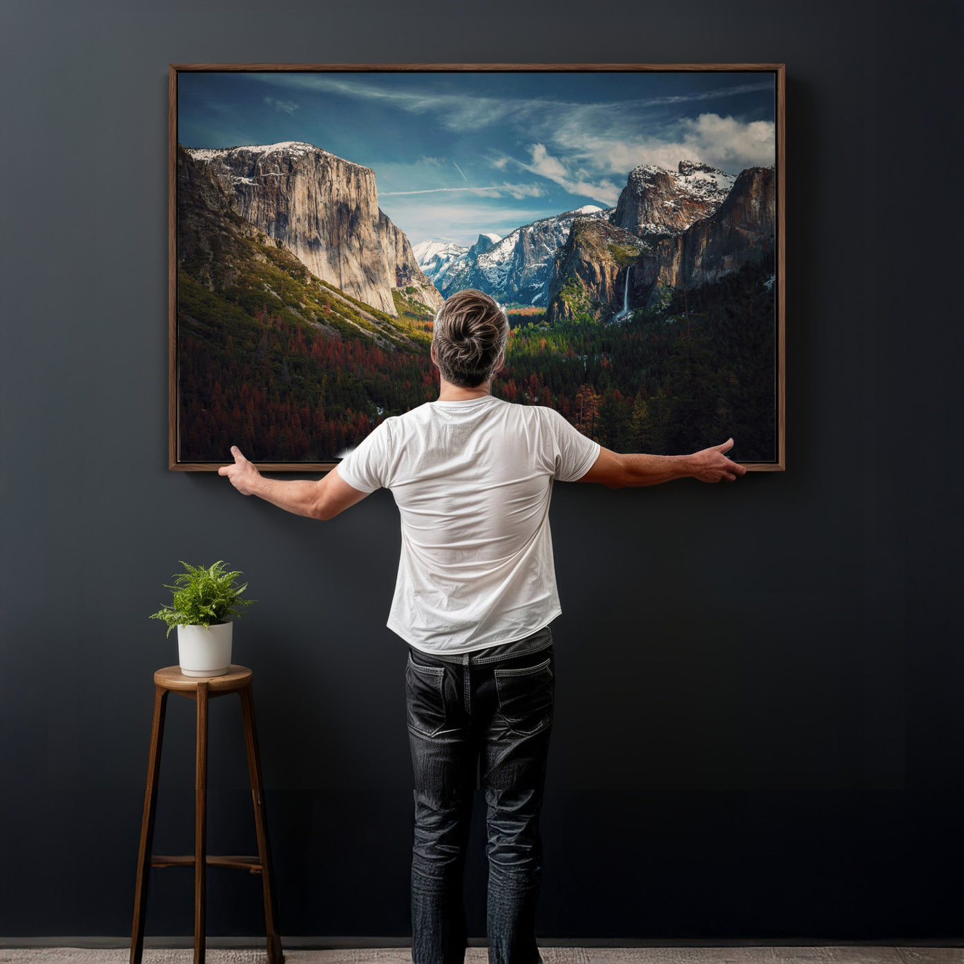 15244033-MGV-CV-36X24 - Yosemite National Park Wall Art – Framed Mountain Landscape El Capitan Canvas Print Scenic Decor for Home, Office Decor