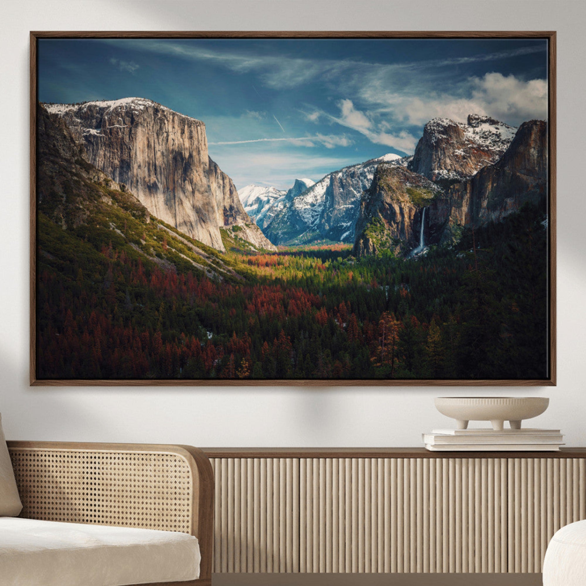 15244033-MGV-CV-36X24-Yosemite National Park Wall Art Canvas Print – Framed Mountain Landscape El Capitan Rustic Nature Artwork for Home, Office