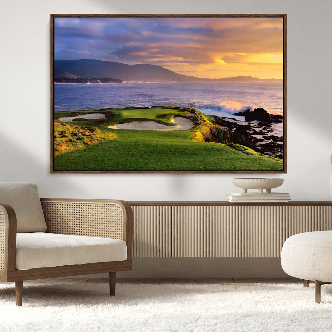 73699248-MGV-CV-36X24-Pebble Beach Golf Wall Art Canvas Print – Iconic Coastal Golf Course Artwork for Home, Office, Living Room