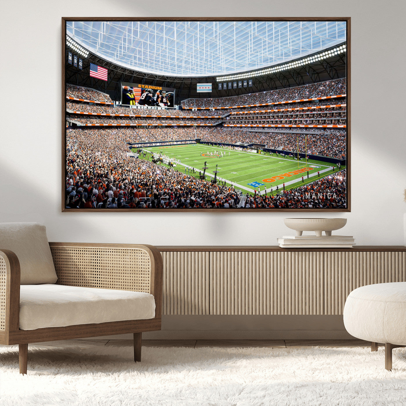 -Chicago Bears Soldiers Field Wall Art Canvas Print – Framed Football Stadium Artwork for Home, Office, Living Room