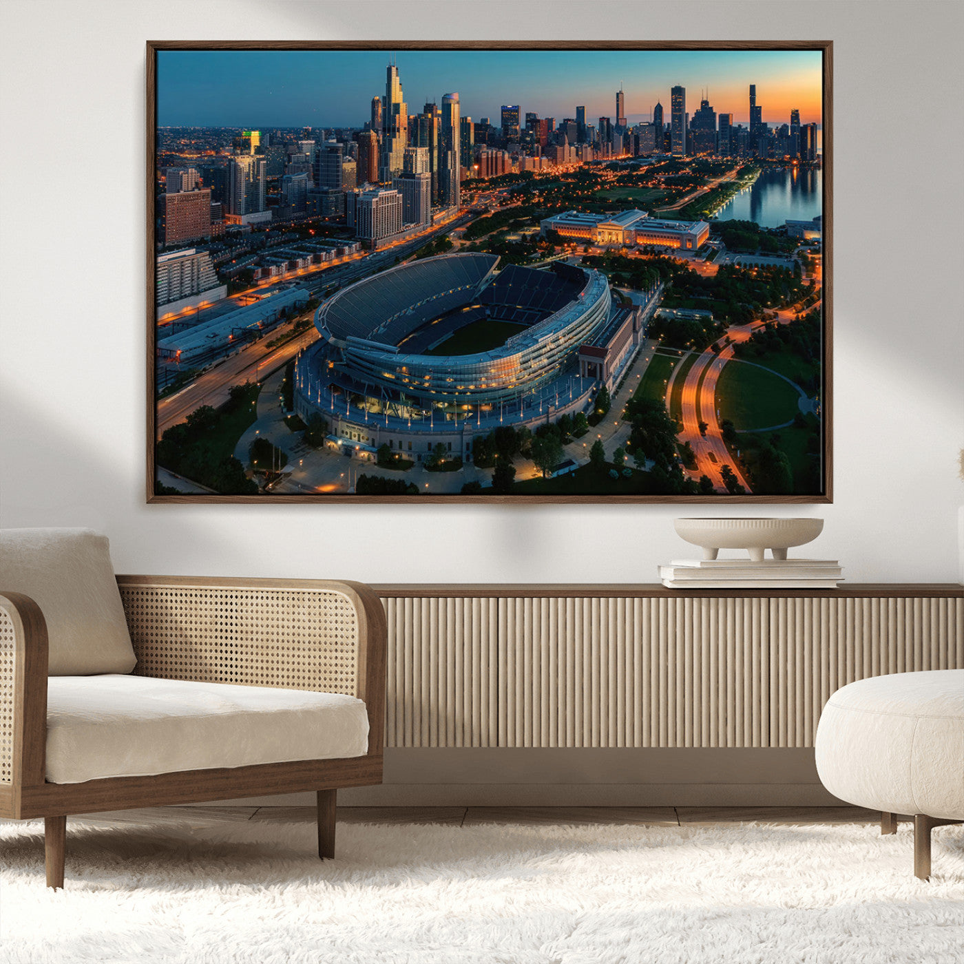 -Chicago Bears Soldiers Field Wall Art Canvas Print – Framed Football Stadium Artwork for Home, Office, Living Room