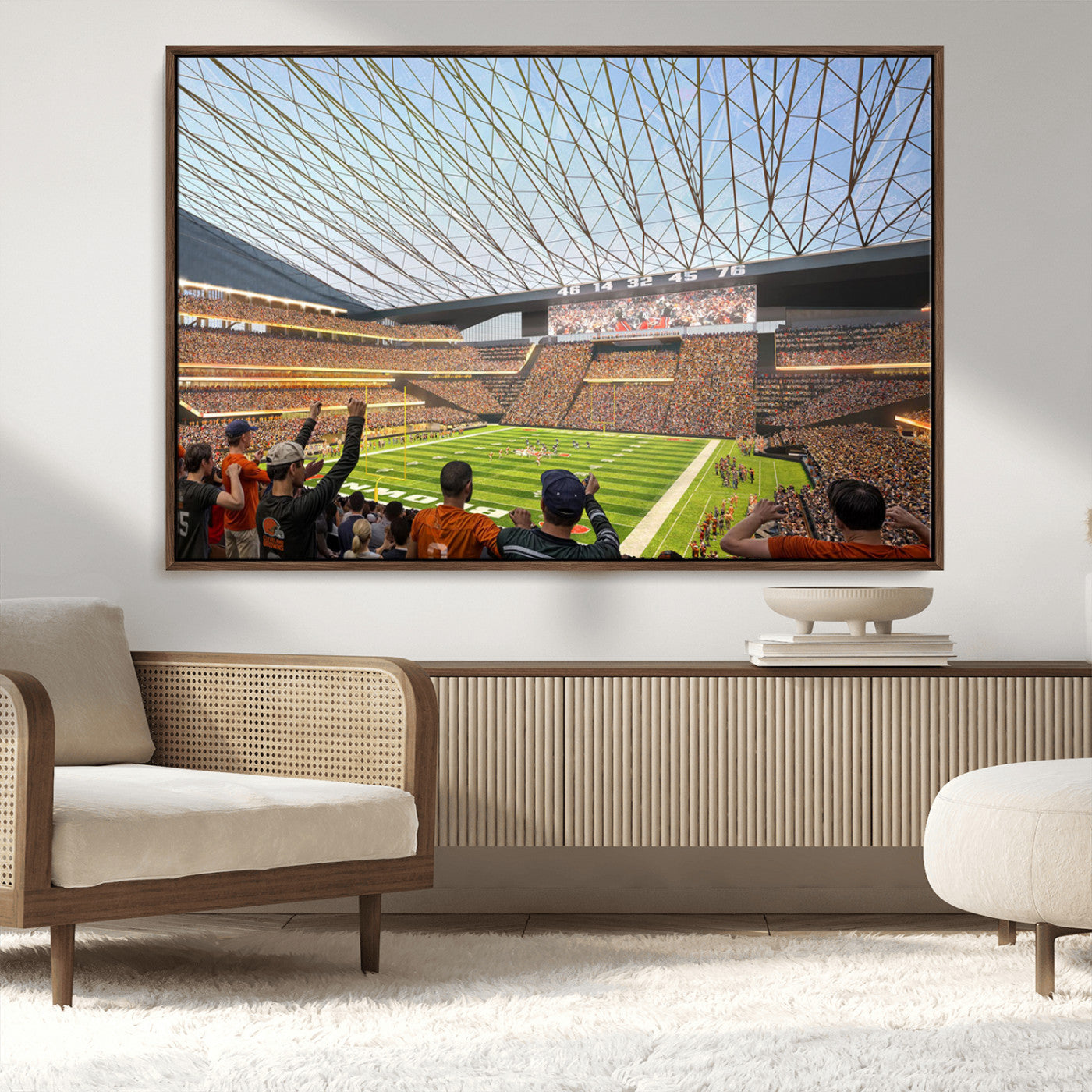 -Cleveland Browns Stadium Wall Art Canvas Print – Framed NFL Football Arena Artwork for Home, Office, Living Room