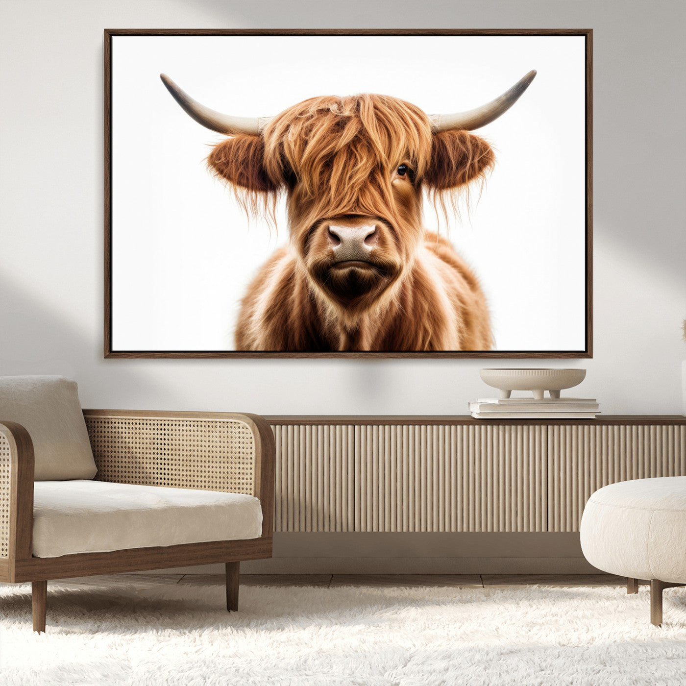 637908607-MGV-FC-36X24_Black-Scottish Highland Cow Canvas Print, Framed Highland Cow Canvas Home Decor