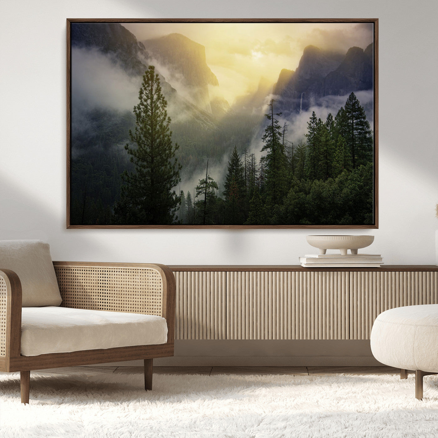 -Misty Forest Sunrise Mountain Valley Pine Trees Foggy Landscape Nature Scenic Outdoors Calm Tranquil