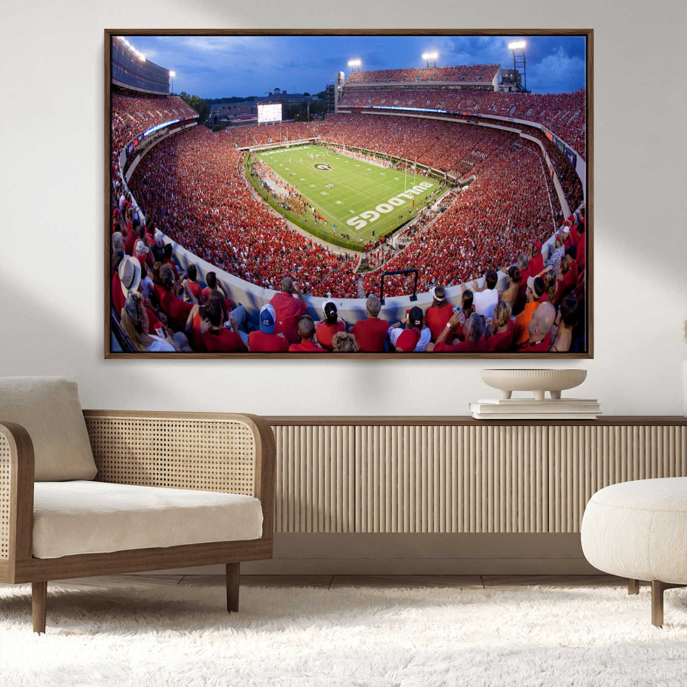 10244378-MGV-CV-36X24-Dooley Stadium Wall Art Print, Sports Arena Canvas Wall Art, Dooley Field at Sanford Stadium Canvas Print, Modern Athletic Field Art Printing