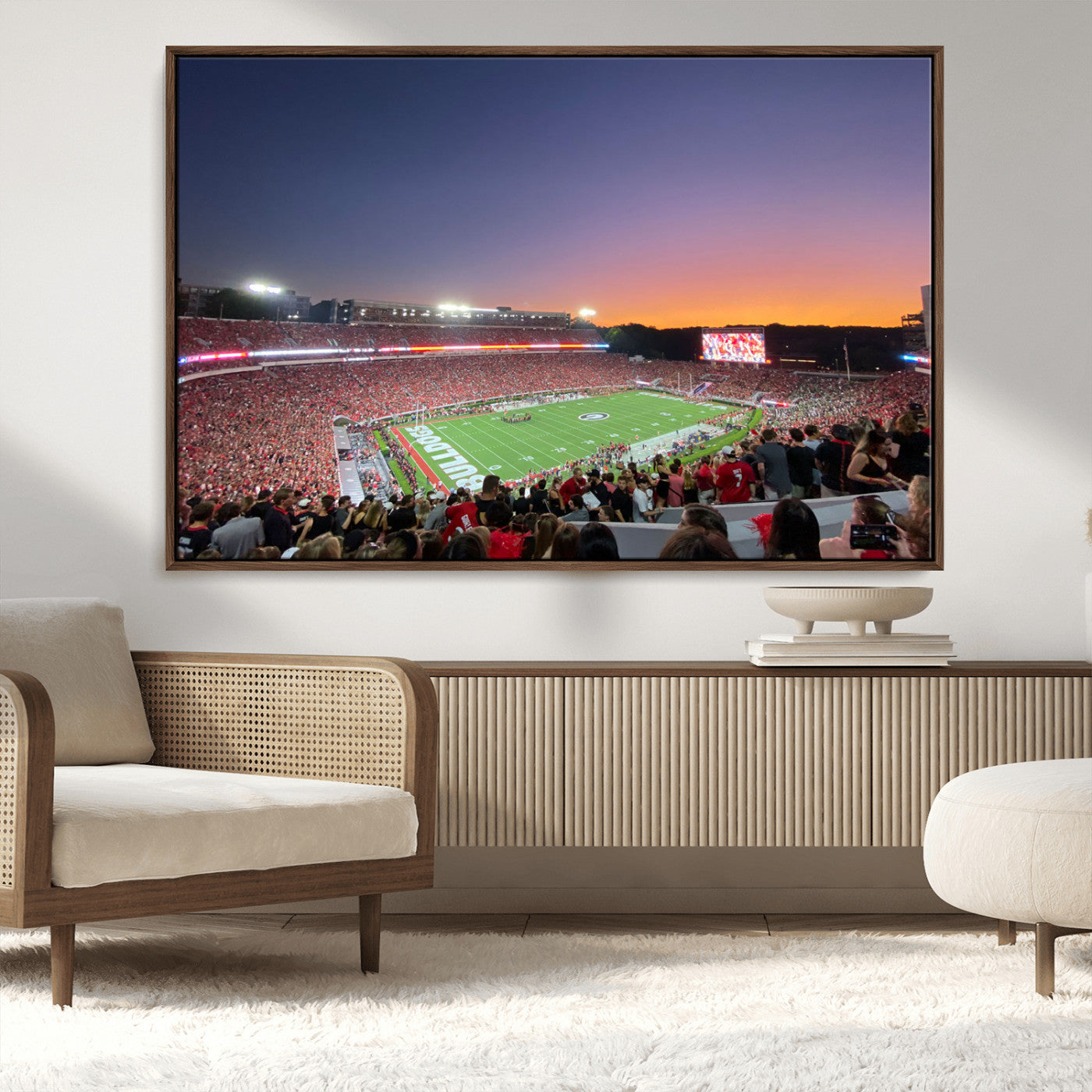 25139565-MGV-CV-36X24-Dooley Stadium Wall Art Print, Sports Arena Canvas Wall Art, Dooley Field at Sanford Stadium Canvas Print, Modern Athletic Field Art Printing