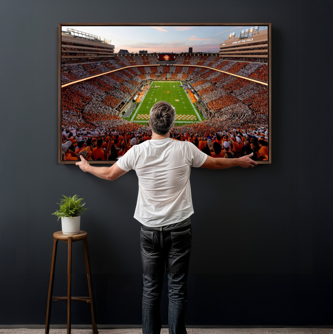 37160229-MGV-CV-36X24 - Tennessee Neyland Stadium Wall Art, Sports Arena Canvas Print, Panoramic Stadium Canvas Artwork for Home, Office