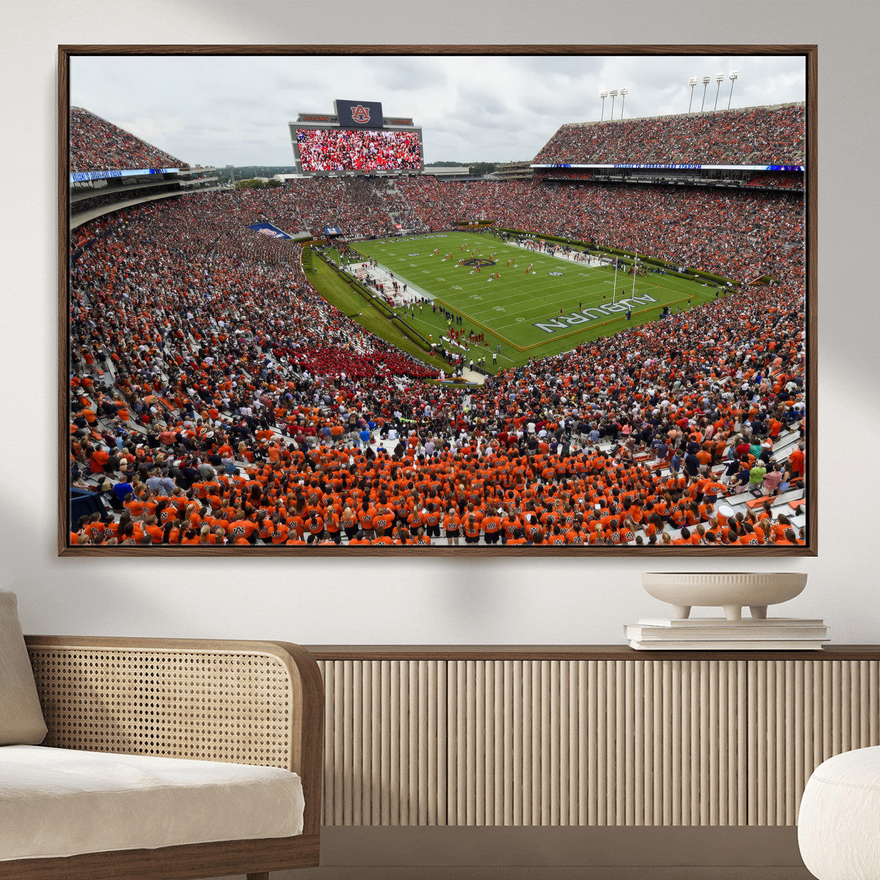 39597998-MGV-CV-36X24-Jordan-Hare Stadium Wall Art Canvas Print, College Sports Art for Man Cave or Game Room, Framed Alabama Football Decor