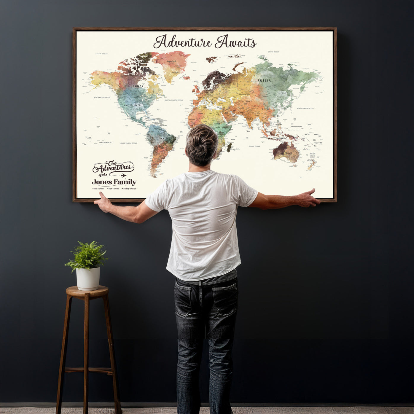 73360781-MGV-CV-36X24 - Custom Push Pin World Map Wall Art Canvas Print – Personalized Travel Tracker - NEWMAP-7