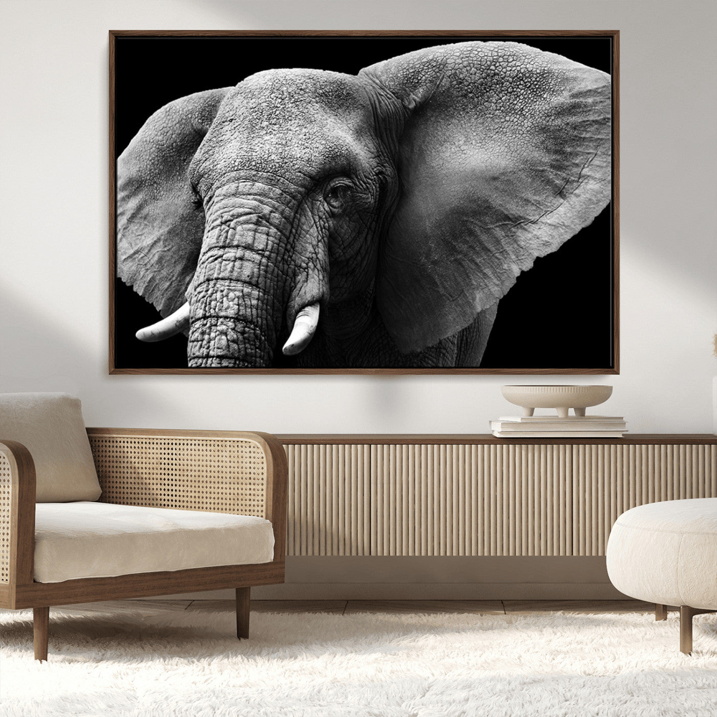 -Big Elephant Close Up Wall Art Canvas Print