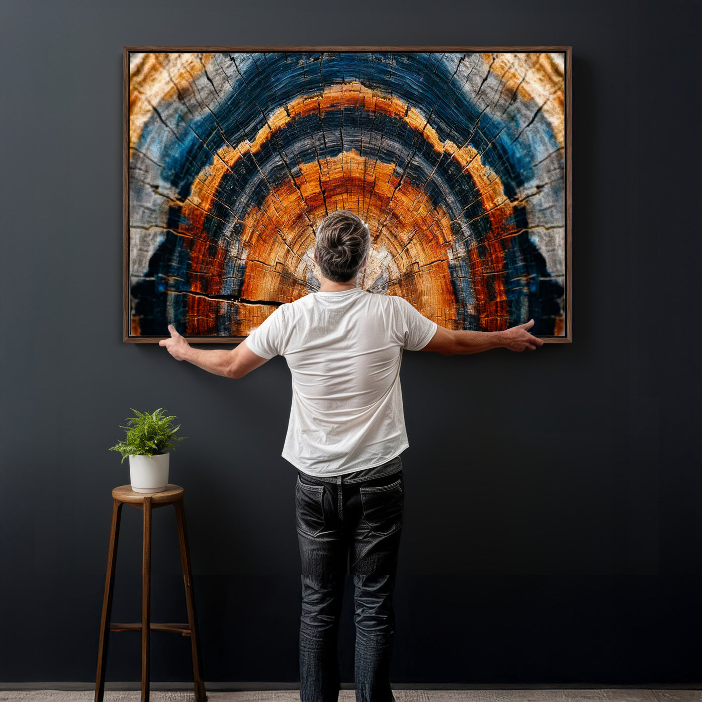 92693966N-MGV-CV-36X24 - Abstract Wood Grain Canvas Print, Tree Ring Pattern Wall Art, Framed Canvas Ready to Hang