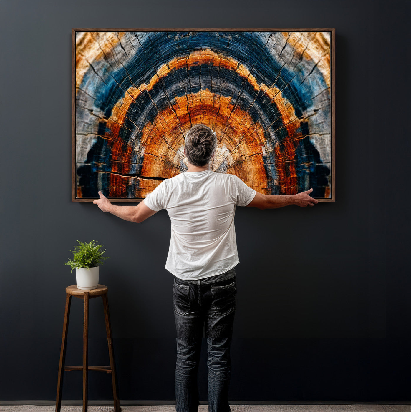 92693966N-MGV-CV-36X24 - Abstract Wood Grain Canvas Print, Tree Ring Pattern Wall Art, Framed Canvas Ready to Hang