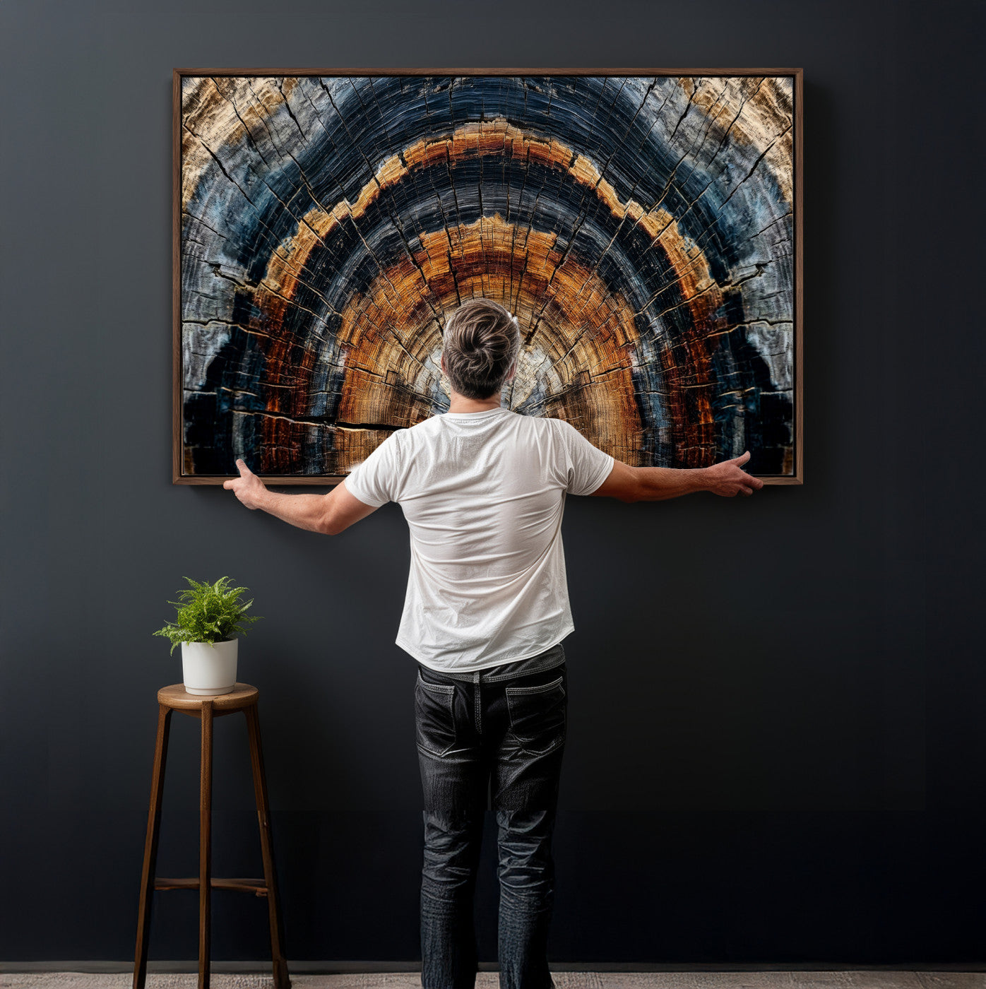 92693966A-MGV-CV-36X24 - Abstract Wood Grain Canvas Print, Tree Ring Pattern Wall Art, Framed Canvas Ready to Hang