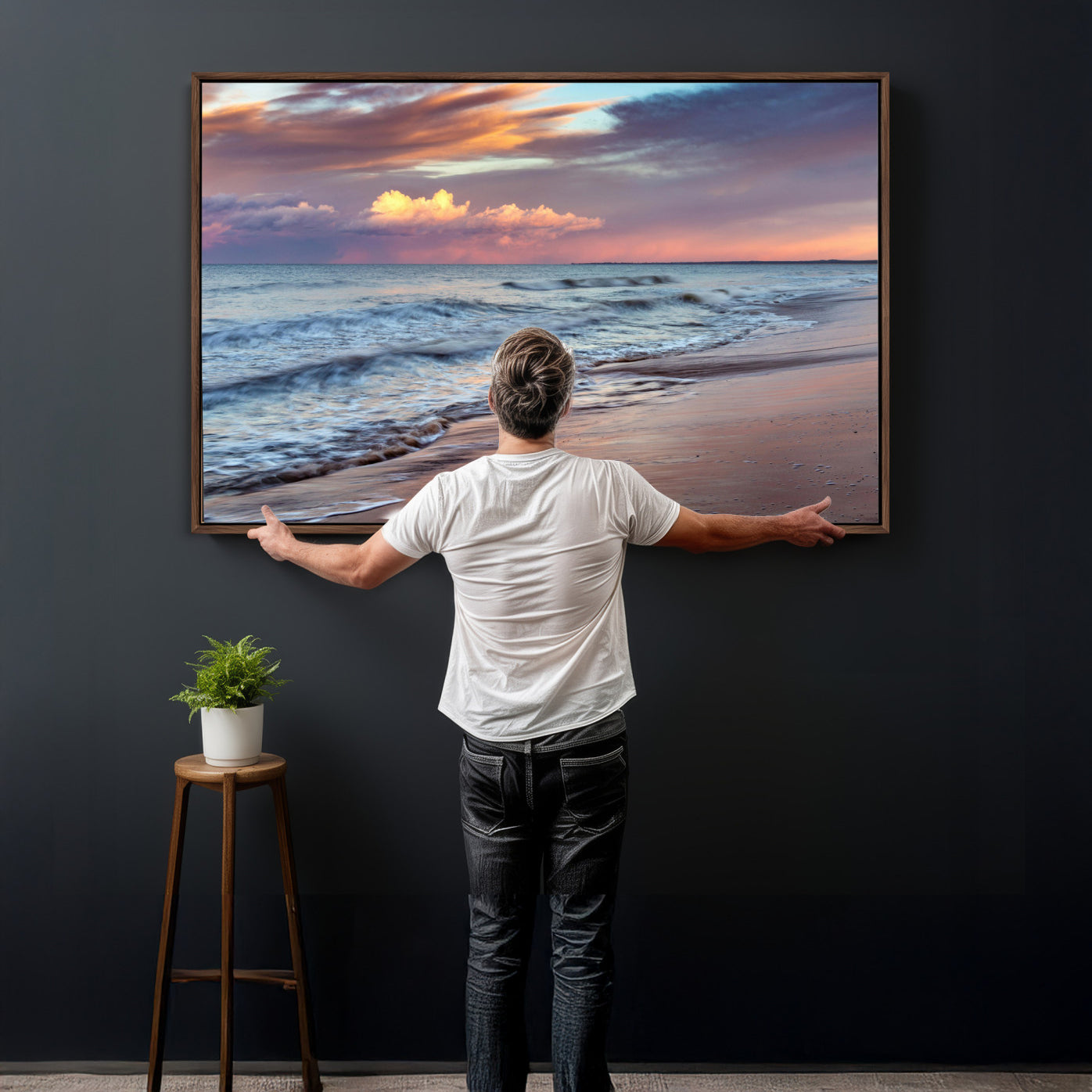 67765254-MGV-CV-36X24 - Ocean Sunset Wall Art Canvas Print – Coastal Beach Photography Artwork Print for Living Room, Bedroom, and Relaxing Home Decor