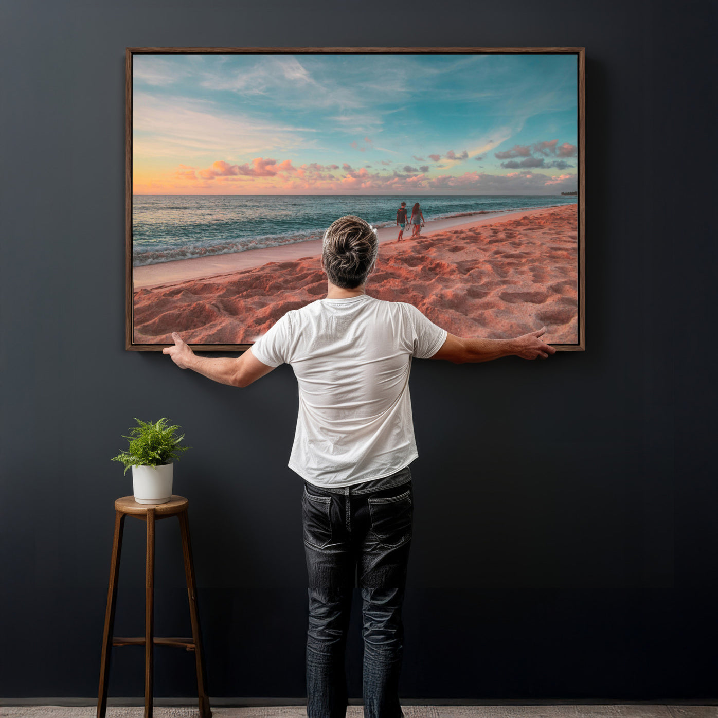 44501307-MGV-CV-36X24 - Pastel Beach Walk Wall Art Canvas Print – Soft Coastal Photography Artwork Print for Bedroom, Living Room, and Serene Home Decor