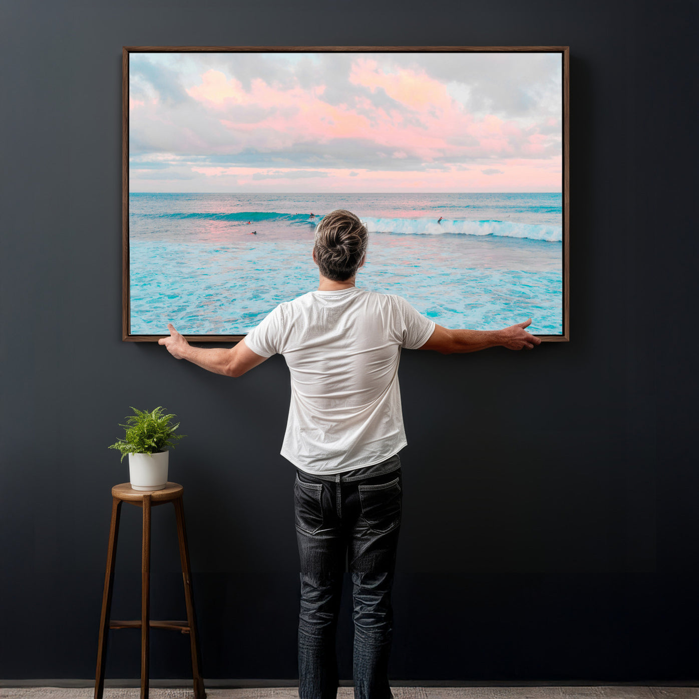 73216461-MGV-CV-36X24 - Ocean Wave Wall Art Canvas Print, Pastel Surf Seascape Photography, Coastal Beach Wall Decor