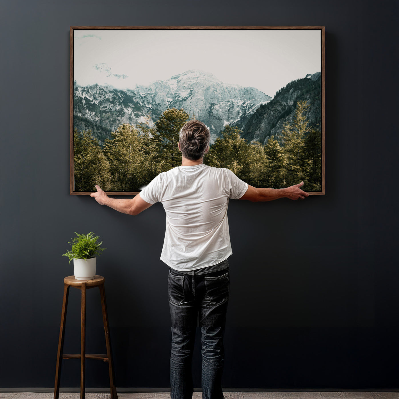 48479662-MGV-CV-36X24 - Mountain Forest Wall Art Canvas Print, Alpine Landscape Nature Photography, Moody Wilderness Wall Decor