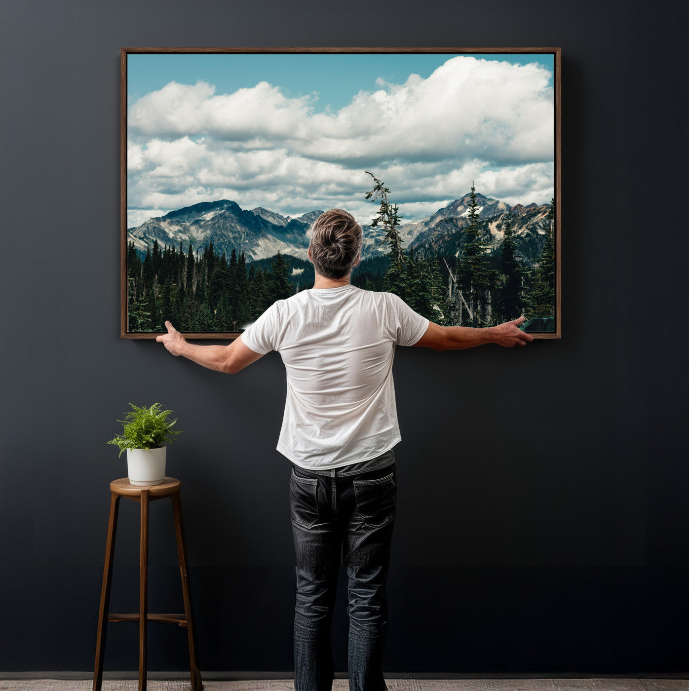 30416773-MGV-CV-36X24 - Mountain Forest Wall Art Canvas Print, Alpine Pine Tree Landscape Photography, Scenic Wilderness Mountain View, Nature Wall Decor