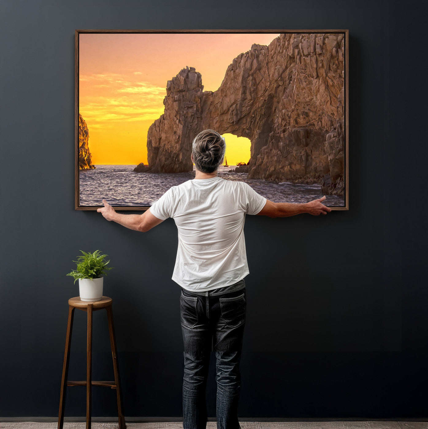 66414515-MGV-CV-36X24 - El Arco Cabo San Lucas Ocean Arch Wall Art Canvas Print, Baja California Rock Arch Seascape Canvas Print, Mexico Coastal Landmark Scenic Art Printing