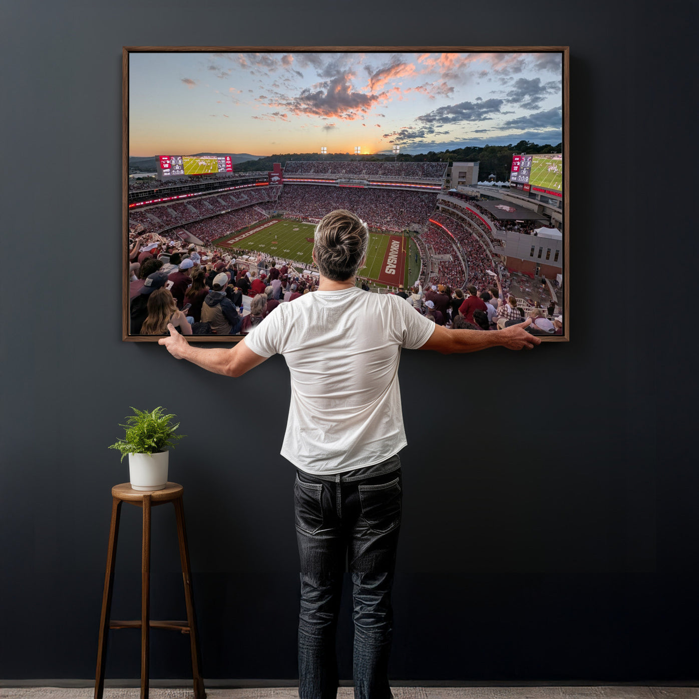 71837429-MGV-CV-36X24 - Donald W. Reynolds Razorback Stadium Wall Art Canvas Print – Arkansas Razorbacks Football Artwork for Home, Office, and Sports Room Decor