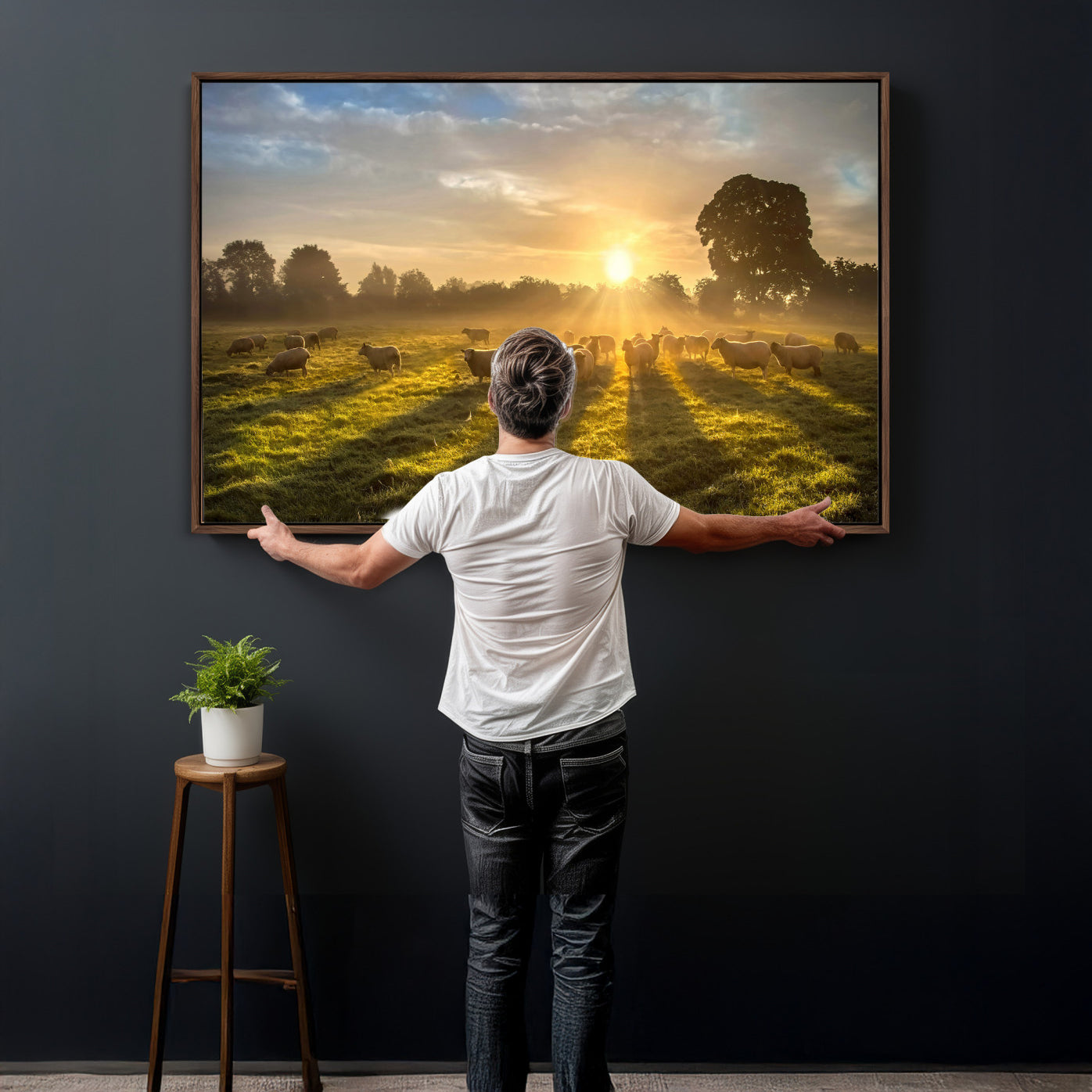 70307422-MGV-CV-36X24 - Sheep Pasture Wall Art Canvas Print – Rural Farm Animal Artwork