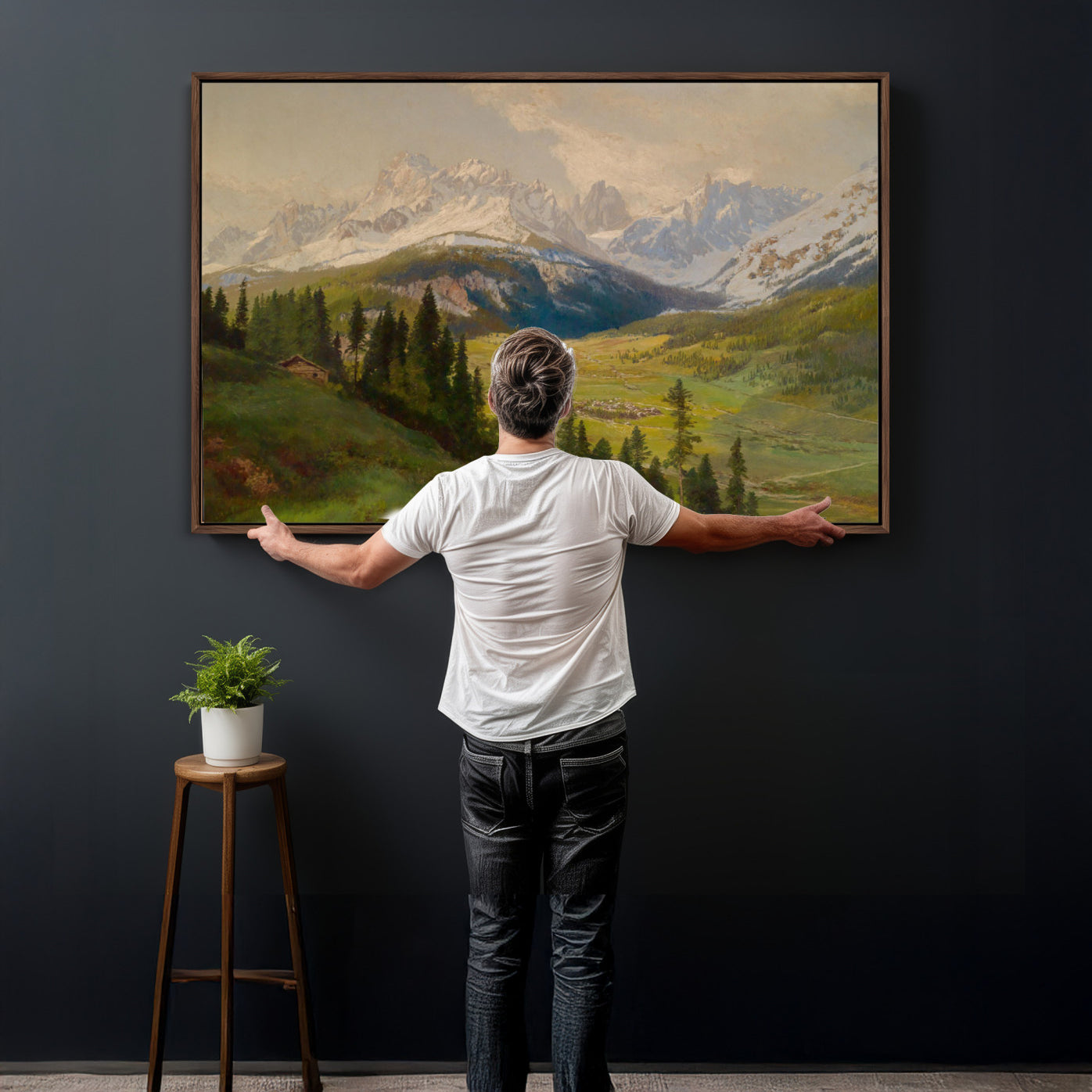 60864994-MGV-CV-36X24 - Konrad Petrides View From Mount Helm Wall Art Canvas Print - Watercolor Sexten and the Sextener Sonnenuhr Art Canvas Print