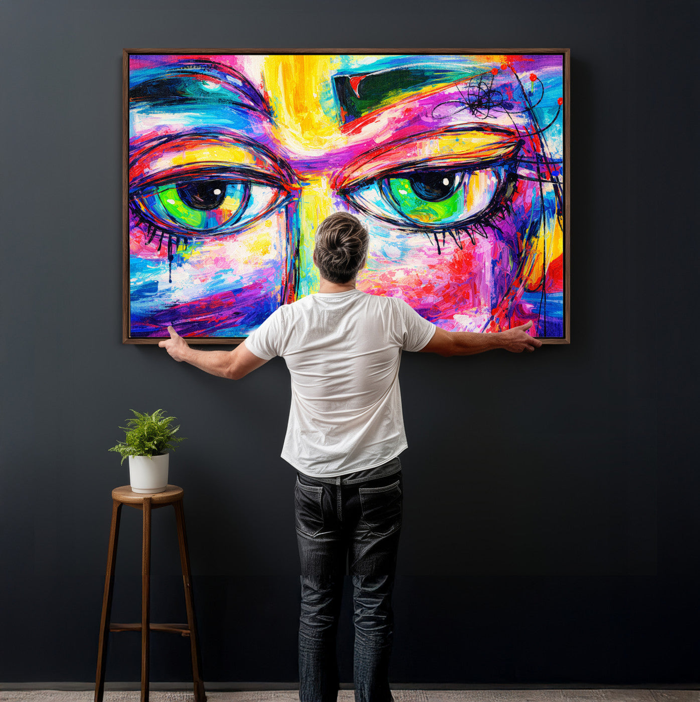 99390655-MGV-CV-36X24 - Colorful Abstract Face Wall Art Canvas Print – Modern Pop Art Portrait Artwork for Contemporary Living Room Decor