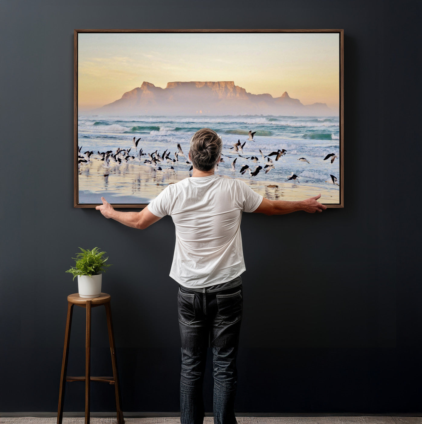 78989362-MGV-CV-36X24 - Seagulls Over Ocean Wall Art Canvas Print – Coastal Beach Landscape Artwork for Living Room Decor