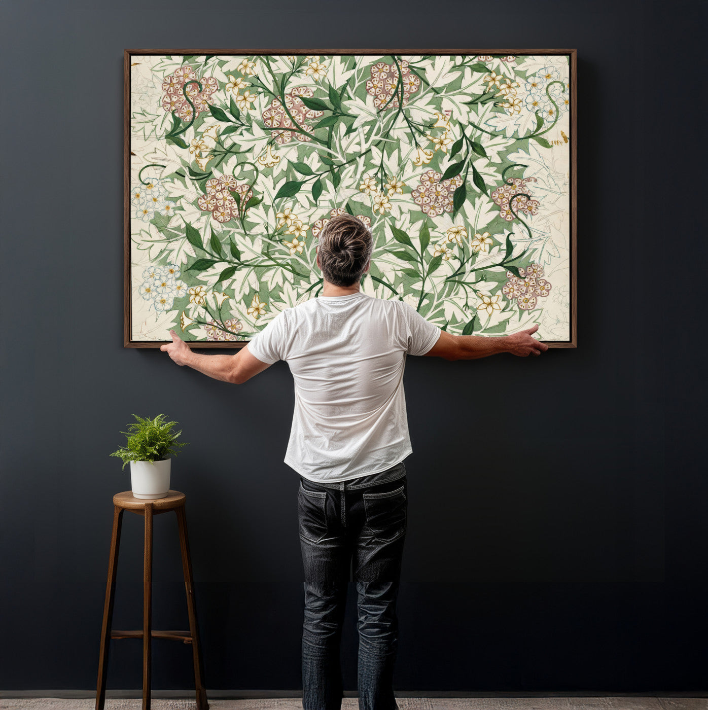 33560597-MGV-CV-36X24 - William Morris Jasmine 1872 Canvas Wall Art — Arts and Crafts Botanical Print | Vintage Green Floral Decor | Cottagecore Gift | Classic Art