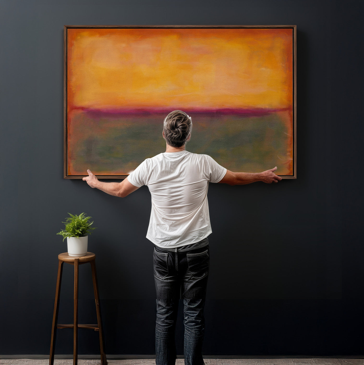 21628300-MGV-CV-36X24 - Abstract Color Field Wall Art Canvas Print, Framed Minimalist Horizon Artwork for Living Room Bedroom Office