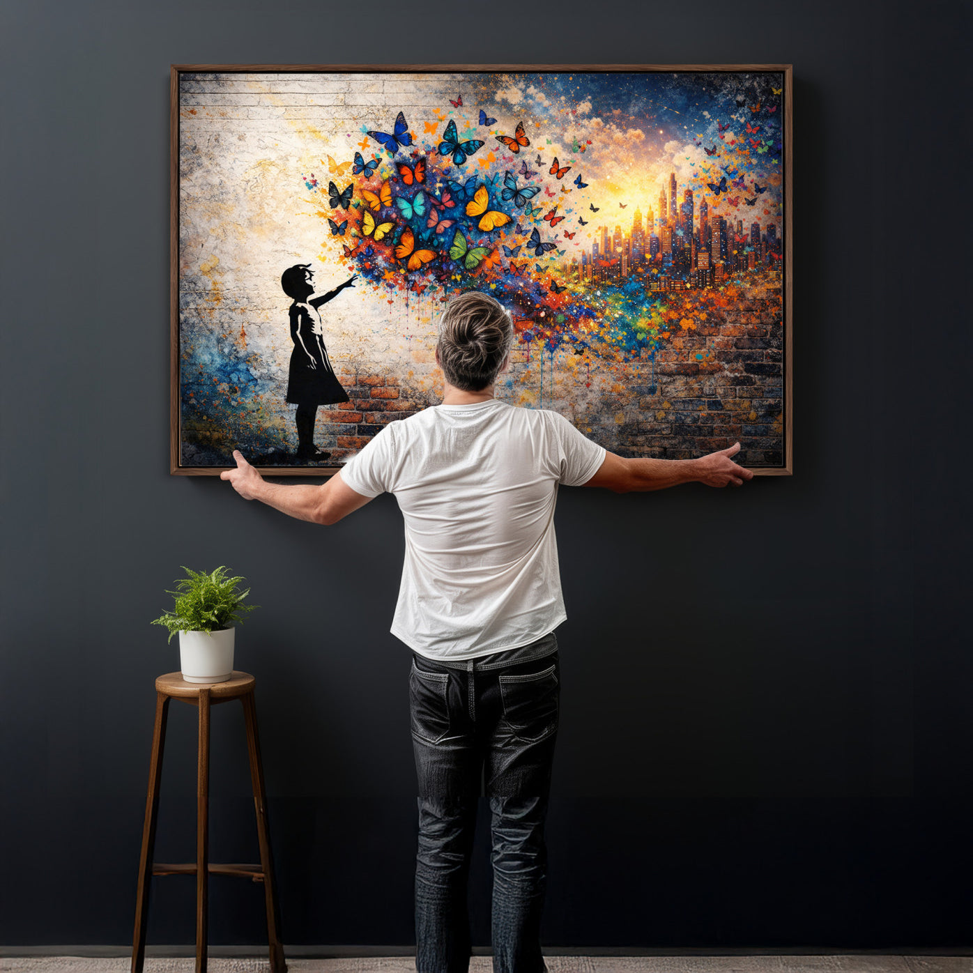 21540821-MGV-CV-36X24 - Banksy Girl Wall Art Canvas Print for Living Room Decor