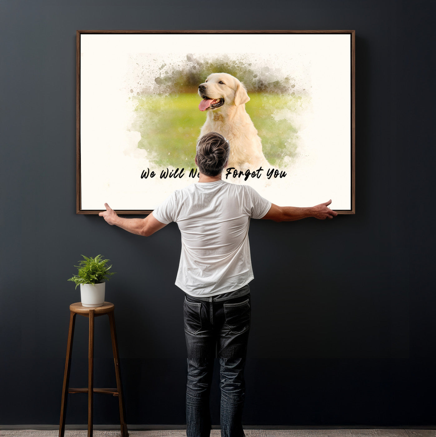 78367466-MGV-CV-36X24 - Watercolor Pet Memorial Wall Art Canvas Print, Custom Dog Memorial Portrait, Personalized Angel Pet Loss Gift, Angel Wings Puppy Print