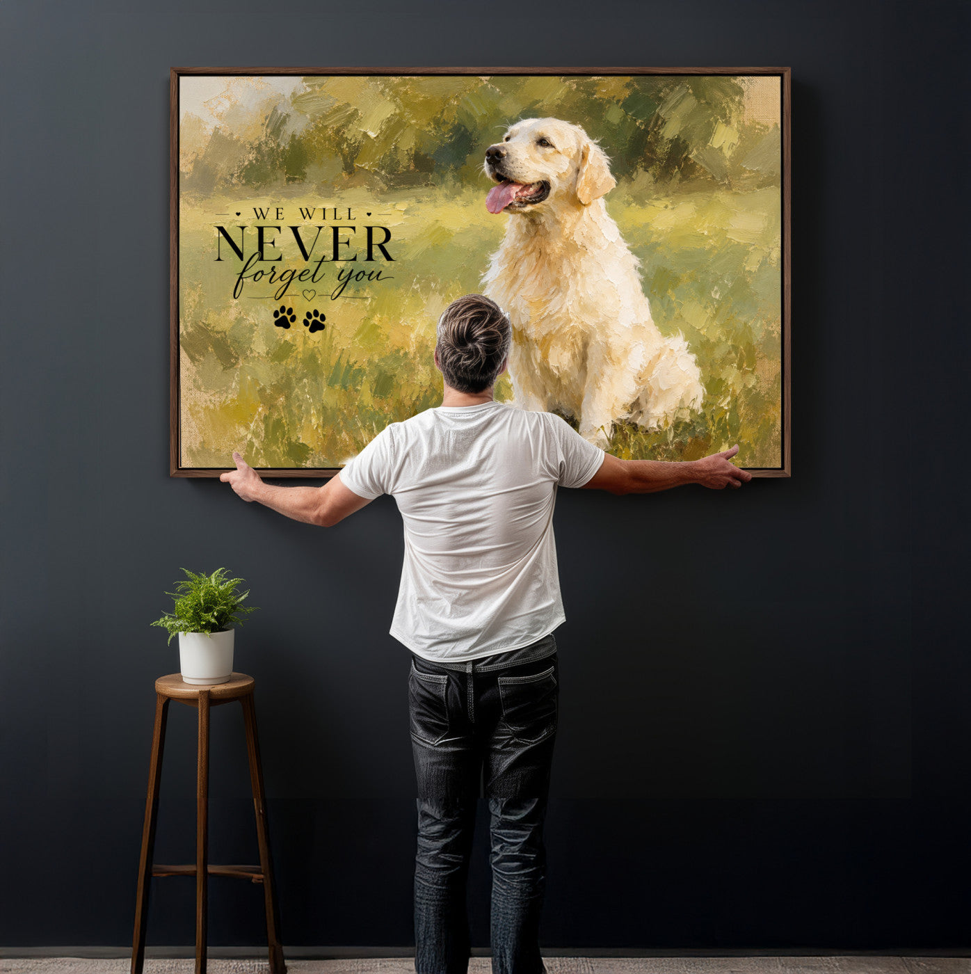 38460512P1-MGV-CV-36X24 - Oil Paint Style Pet Memorial Wall Art Canvas Print, Custom Dog Memorial Portrait, Personalized Angel Pet Loss Gift, Angel Wings Puppy Print