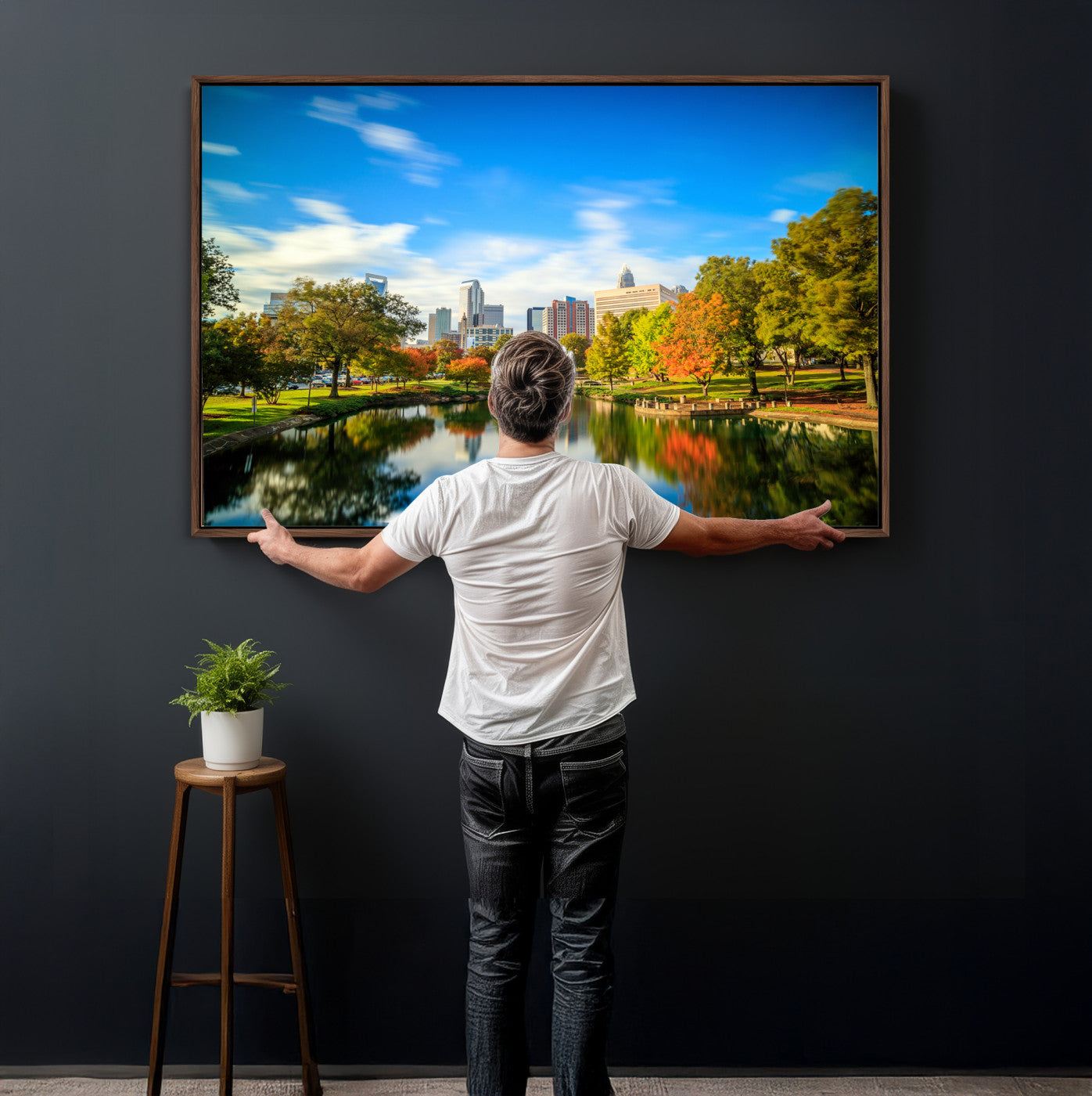 83254720-MGV-CV-36X24 - Charlotte Skyline Canvas Wall Art Print – North Carolina Cityscape Photography Print