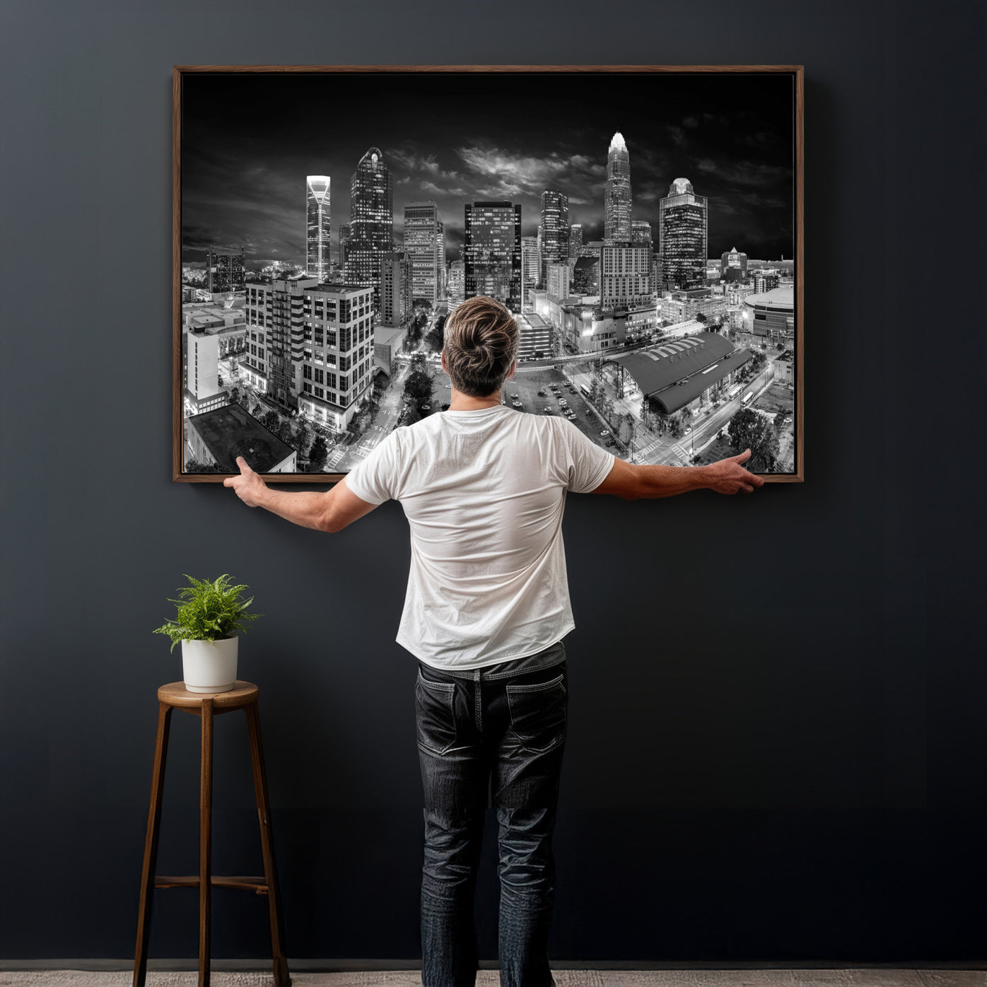 60105075-MGV-CV-36X24 - Charlotte Skyline Canvas Wall Art Print – North Carolina Cityscape Photography Print