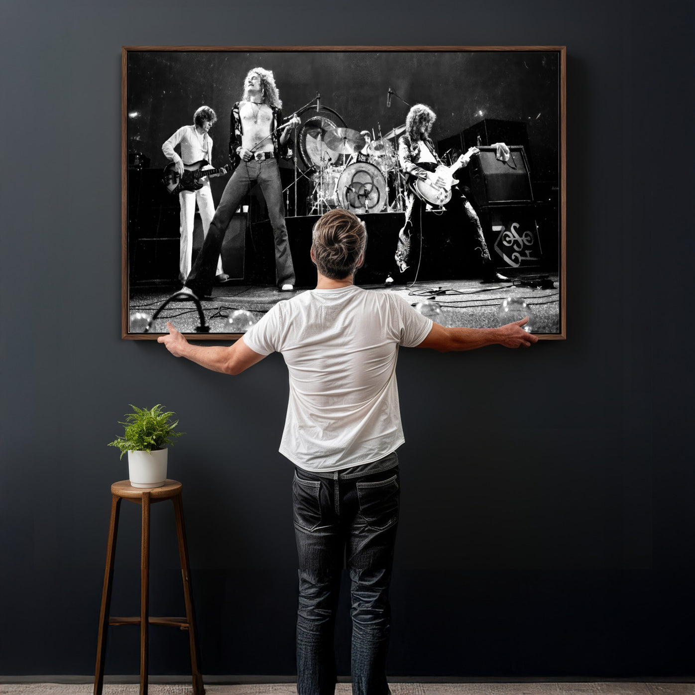 87313532-MGV-CV-36X24 - ed Zeppelin Live Concert Canvas Wall Art, Classic Rock Band Photography Print, Vintage Music Stage Performance Artwork
