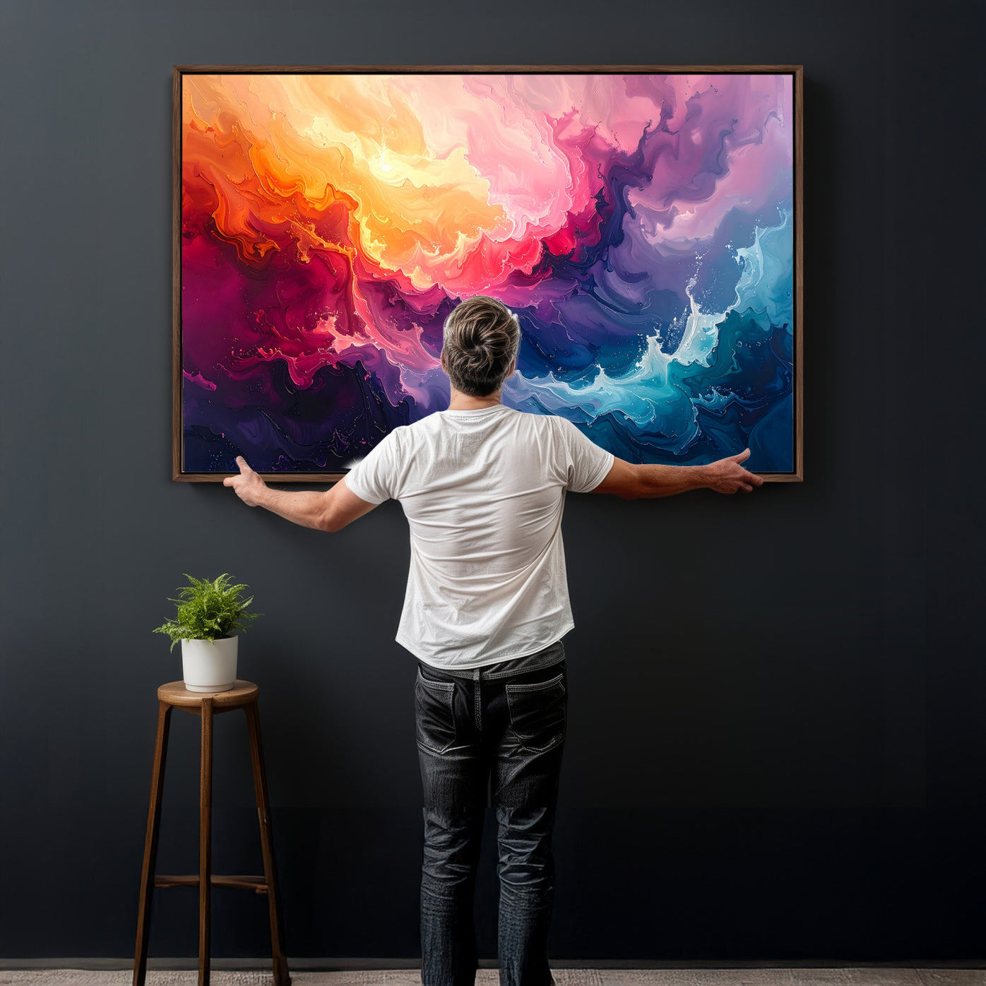 16157633-MGV-CV-36X24 - Large Colorful Abstract Canvas Wall Art Print, Vibrant Popup Color Art Print