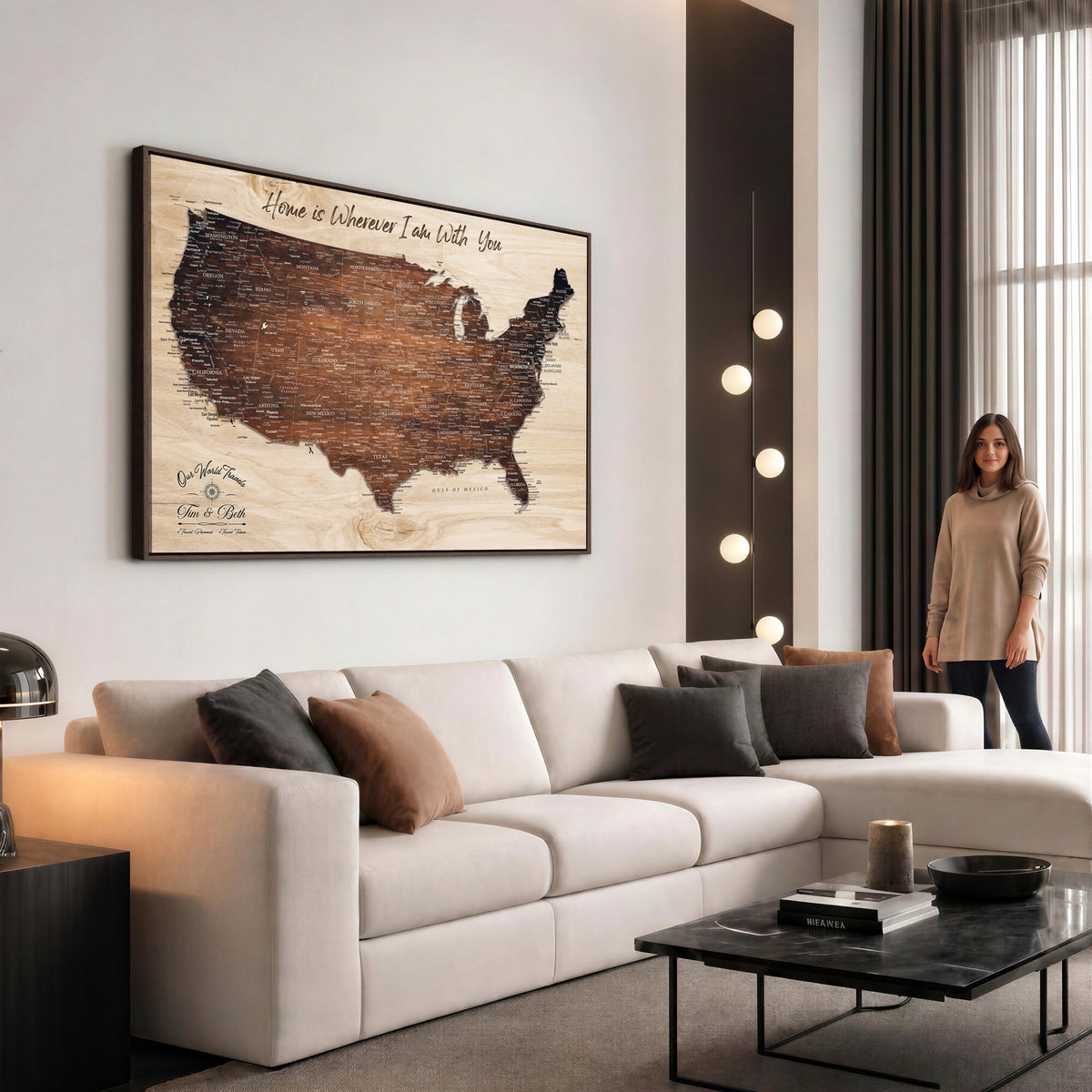 16274332-_Poster-30x20 - Personalized USA Push Pin Travel Map Canvas for Adventure Wall Decor