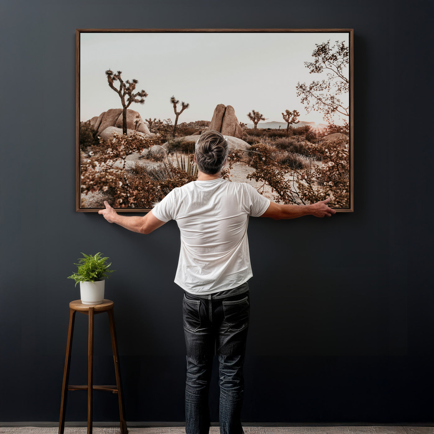 75778944-MGV-CV-36X24 - Joshua Tree Desert Canvas Wall Art Print | Desert Landscape Photography, Boho Southwest Wall Decor, Nature Canvas - Ready to Hang