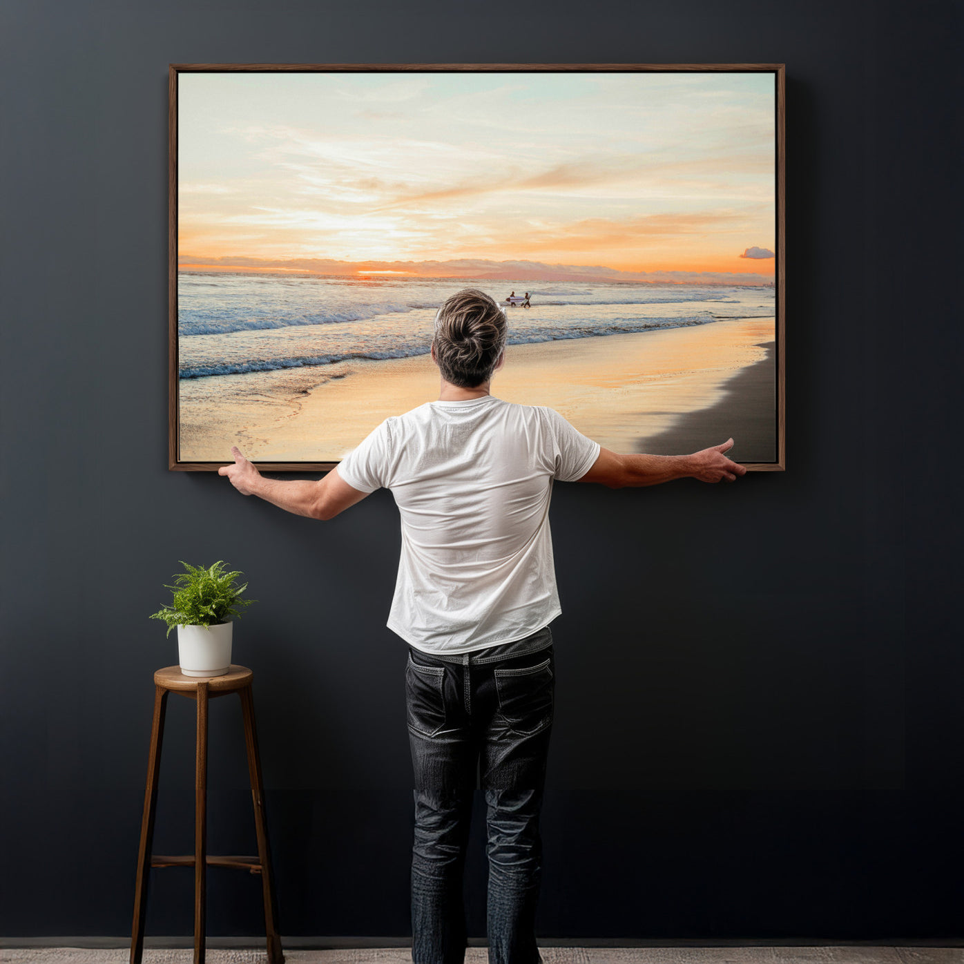 38131619-MGV-CV-36X24 - Beach Sunset Canvas Wall Art Print | Ocean Waves Landscape, Coastal Photography, Seascape Wall Decor, Ready to Hang