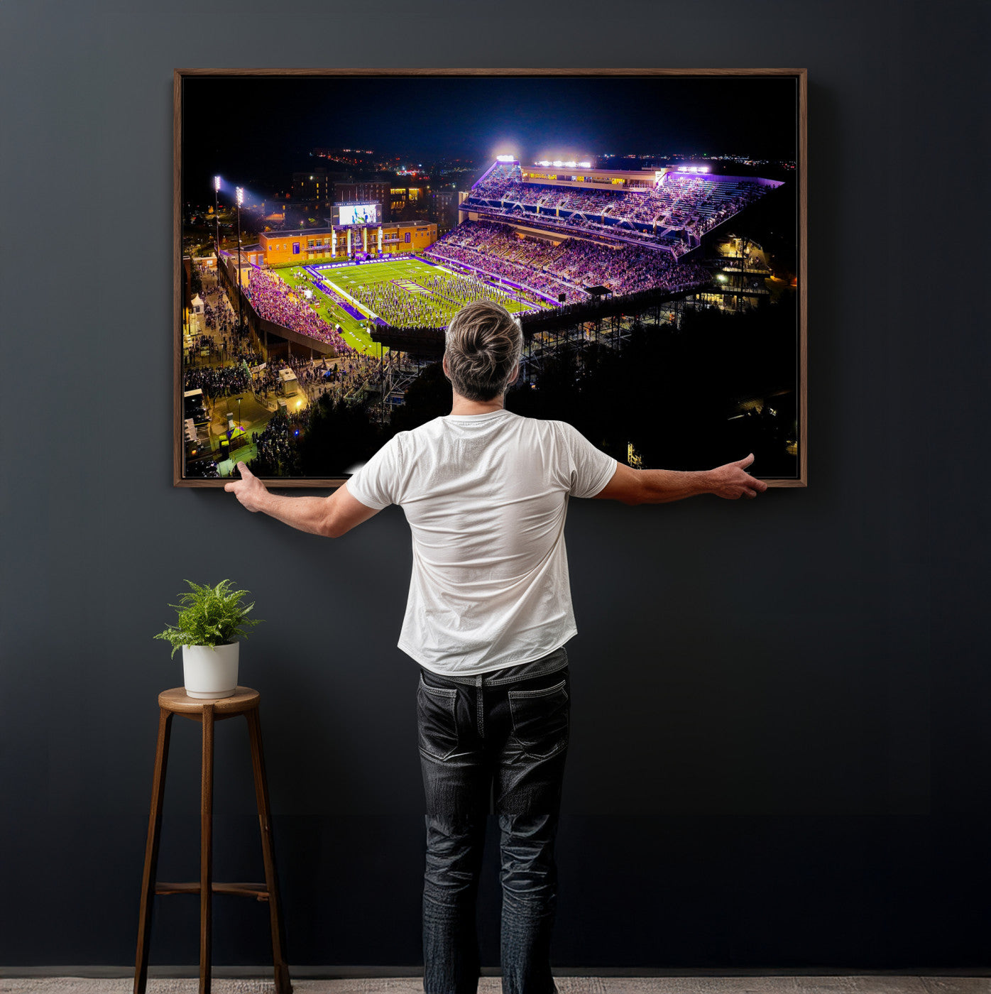 400867JMU2-MGV-CV-36X24 - JMU Stadium Wall Art Canvas Print for Game Room Decor - James Madison University Stadium