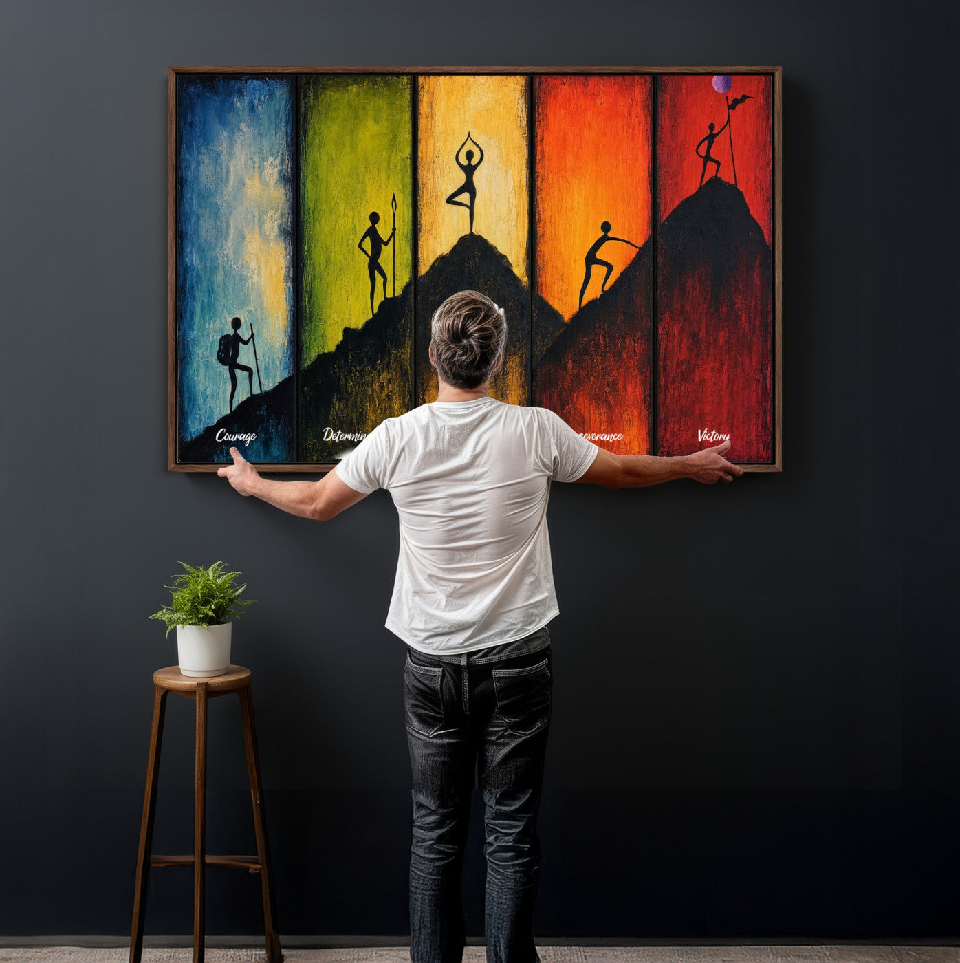 59418630-MGV-CV-36X24 - Success Journey Courage to Victory Wall Art Canvas Print - Motivational Office Decor