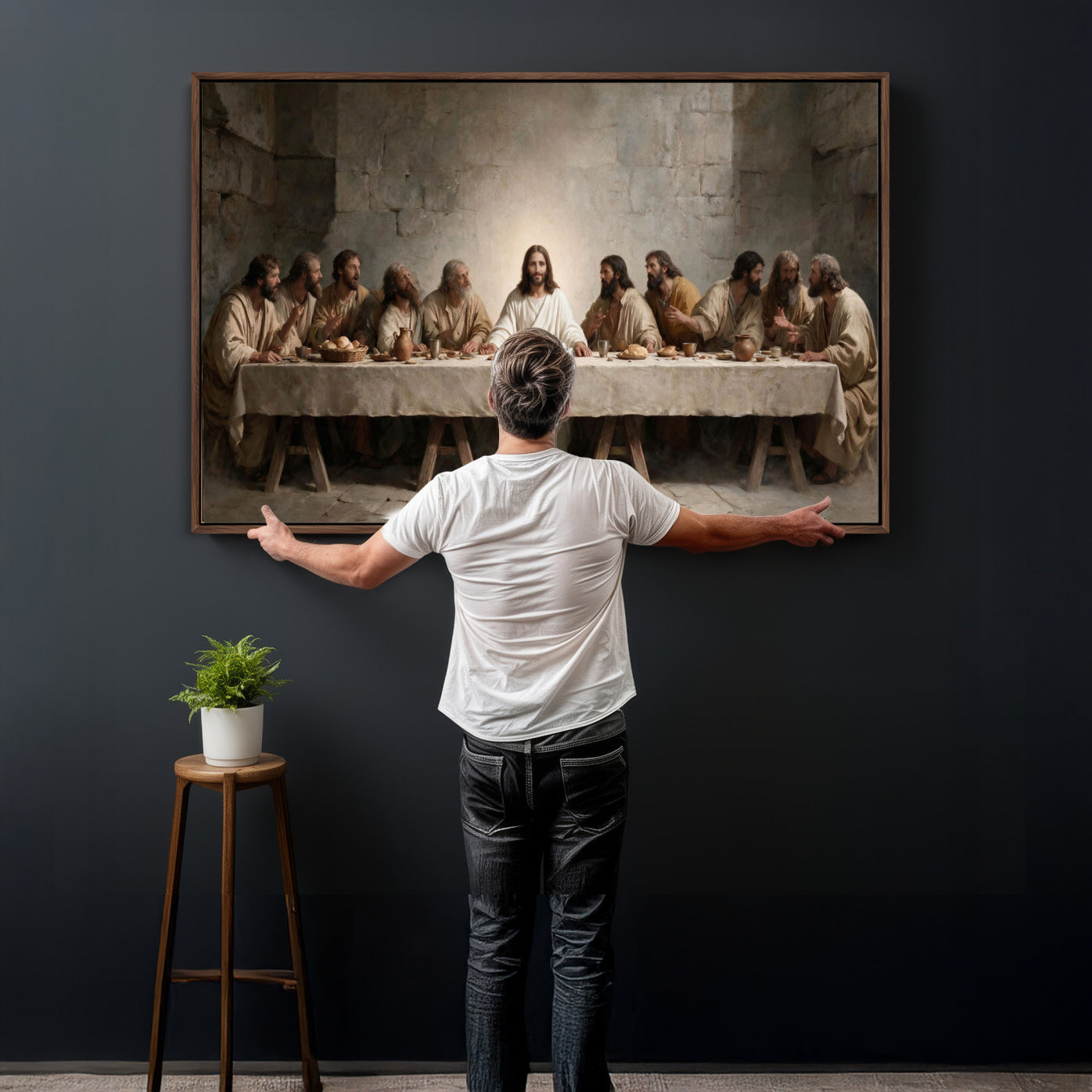 69633087-MGV-CV-36X24 - The Last Supper of Jesus Christ Wall Art Canvas Print - Classical Christian Faith Home Decor