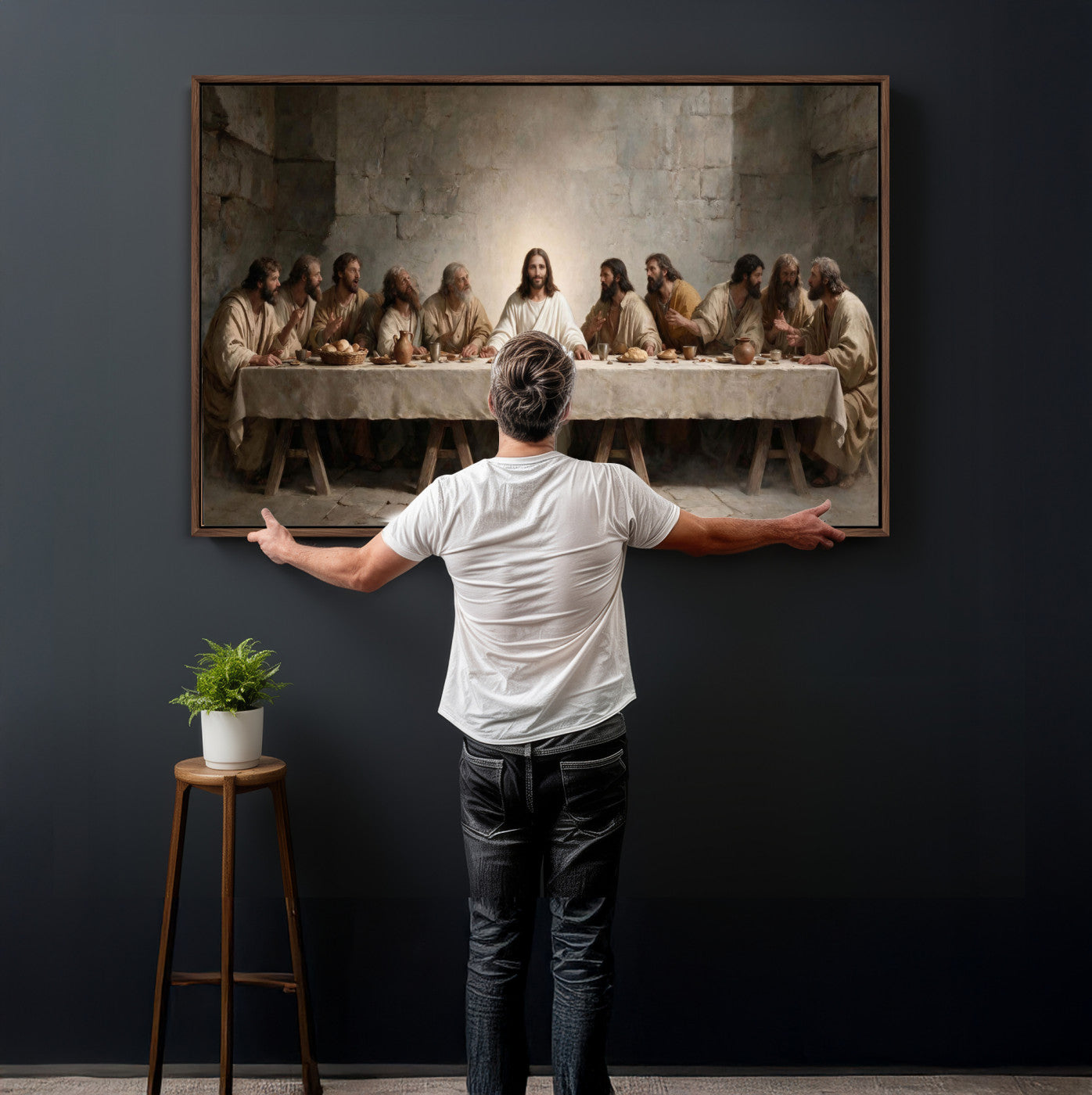 69633087-MGV-CV-36X24 - The Last Supper of Jesus Christ Wall Art Canvas Print - Classical Christian Faith Home Decor