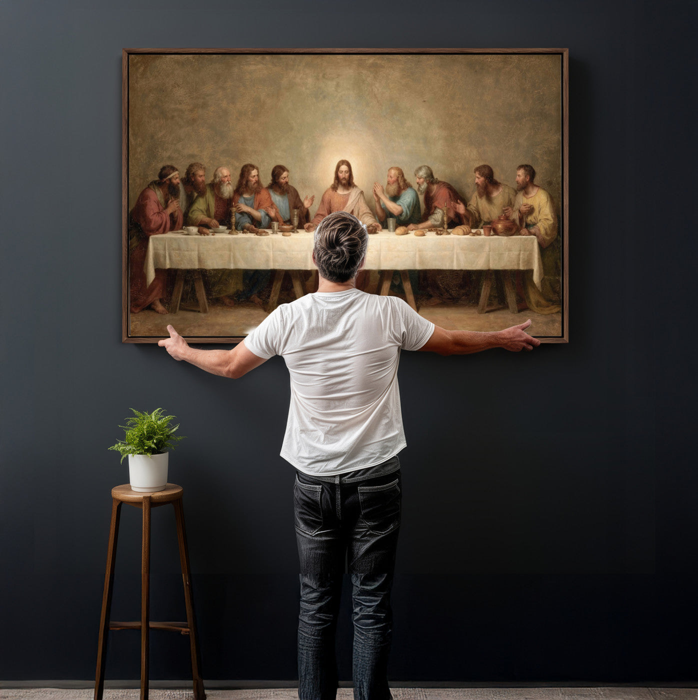 50761248-MGV-CV-36X24 - The Last Supper of Jesus Christ Wall Art Canvas Print - Classical Christian Faith Home Decor