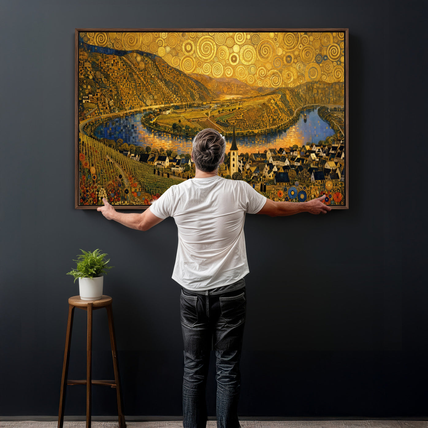 33713008-MGV-CV-36X24 - Gustav Klimt Style Mosel City Wall Art Canvas Print
