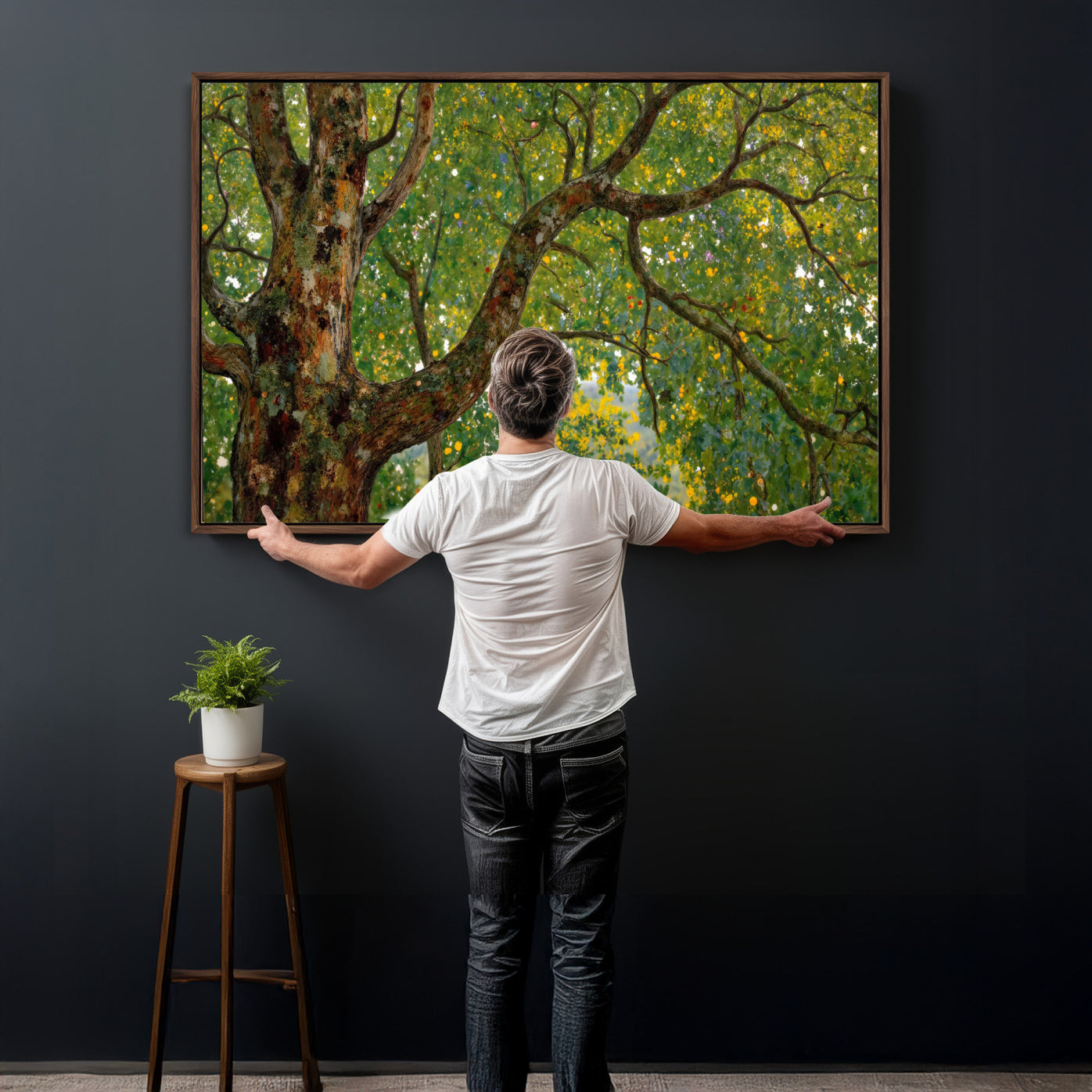 23663535-MGV-CV-36X24 - Vintage Summer Forest Green Tree Wall Art Canvas Print, Lush Leaves Impressionist Painting Print