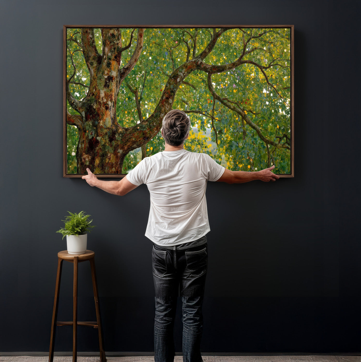 23663535-MGV-CV-36X24 - Vintage Summer Forest Green Tree Wall Art Canvas Print, Lush Leaves Impressionist Painting Print