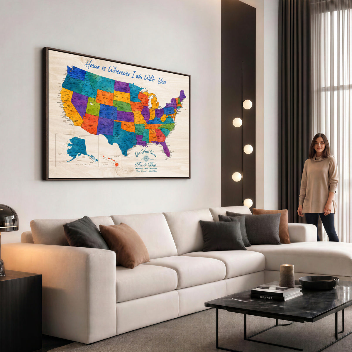 588510355-MGV-CV-36X24 - Personalized USA Push Pin Travel Map – Custom United States Map Wall Art